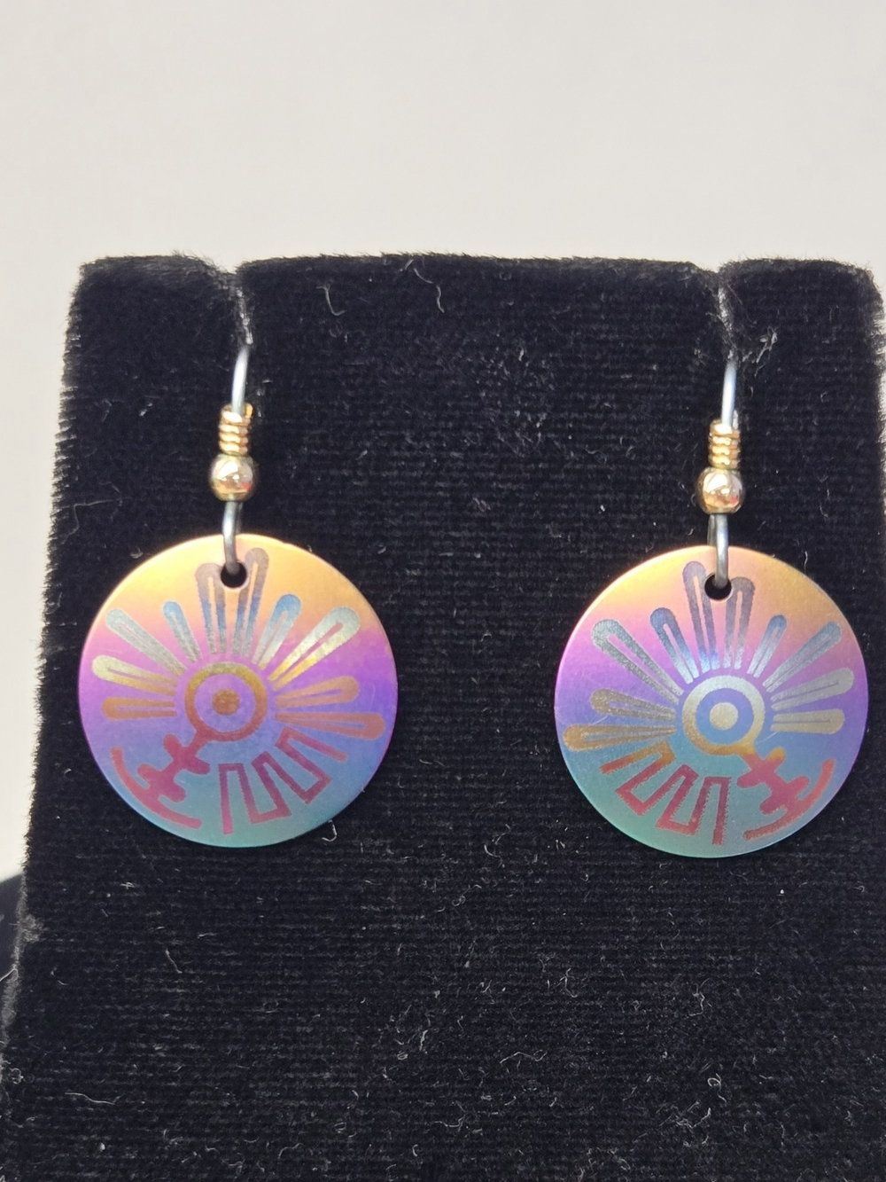 Vintage Anodized Niobium Disc Earrings